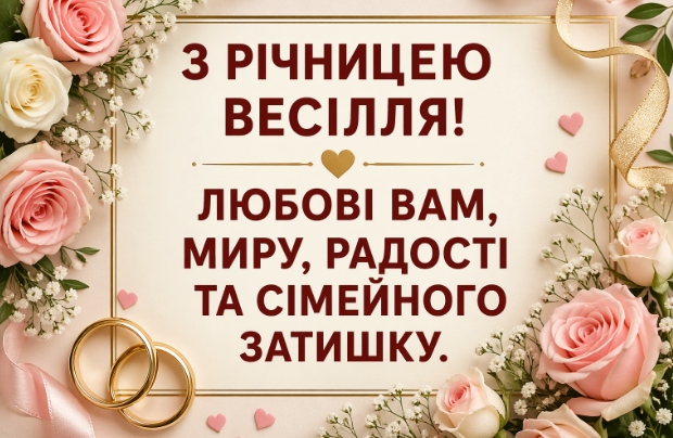 Короткі привітання з річницею весілля