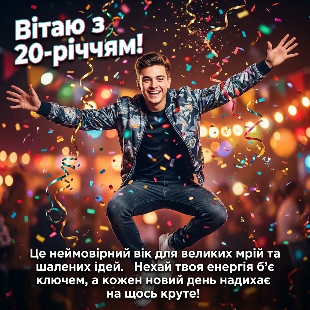 Привітання з 20-річчям своїми словами