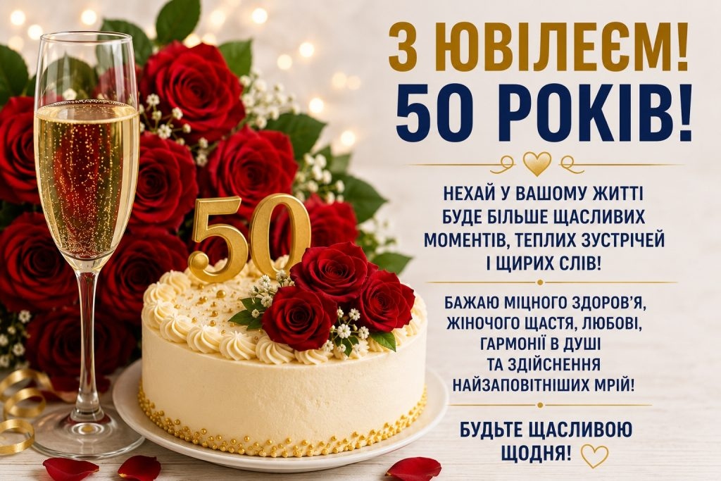 Привітання з 50 річчям своїми словами