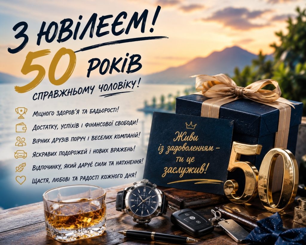 Привітання з 50 річчям мужчині
