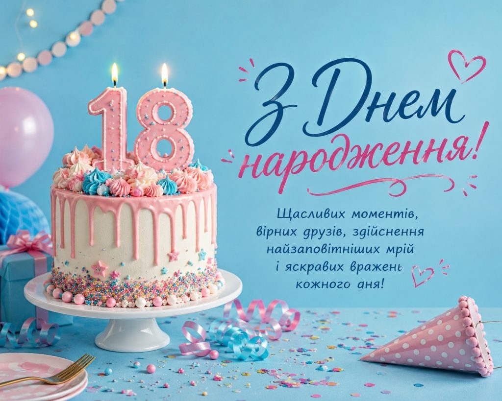 Привітання з 18-річчям хлопцю