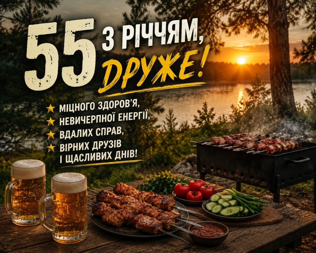 Привітання з 55-річчям мужчині