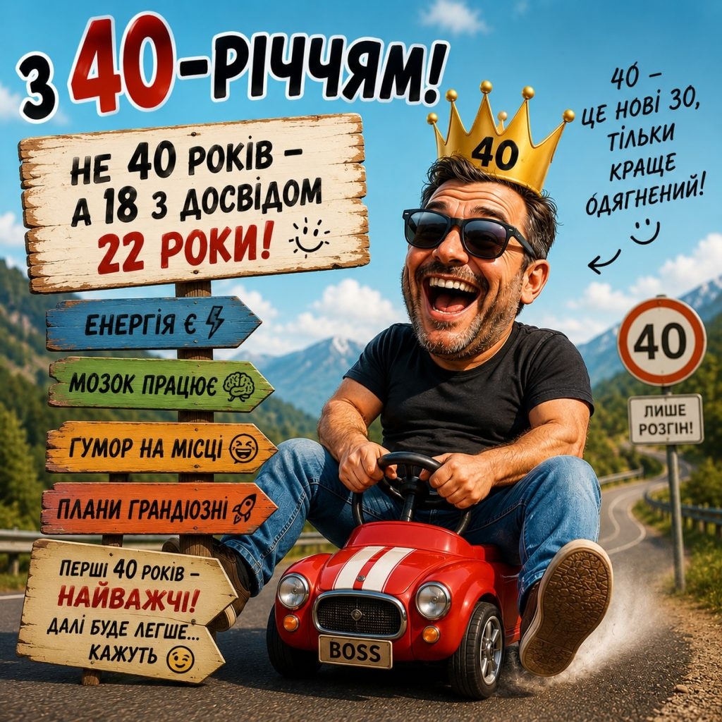 Привітання з 40 річчям чоловіку прикольні