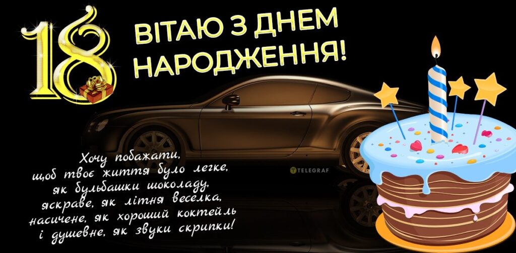 Привітання з 18-річчям хлопцю