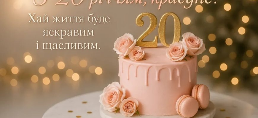 Привітання з 20 річчям дівчині