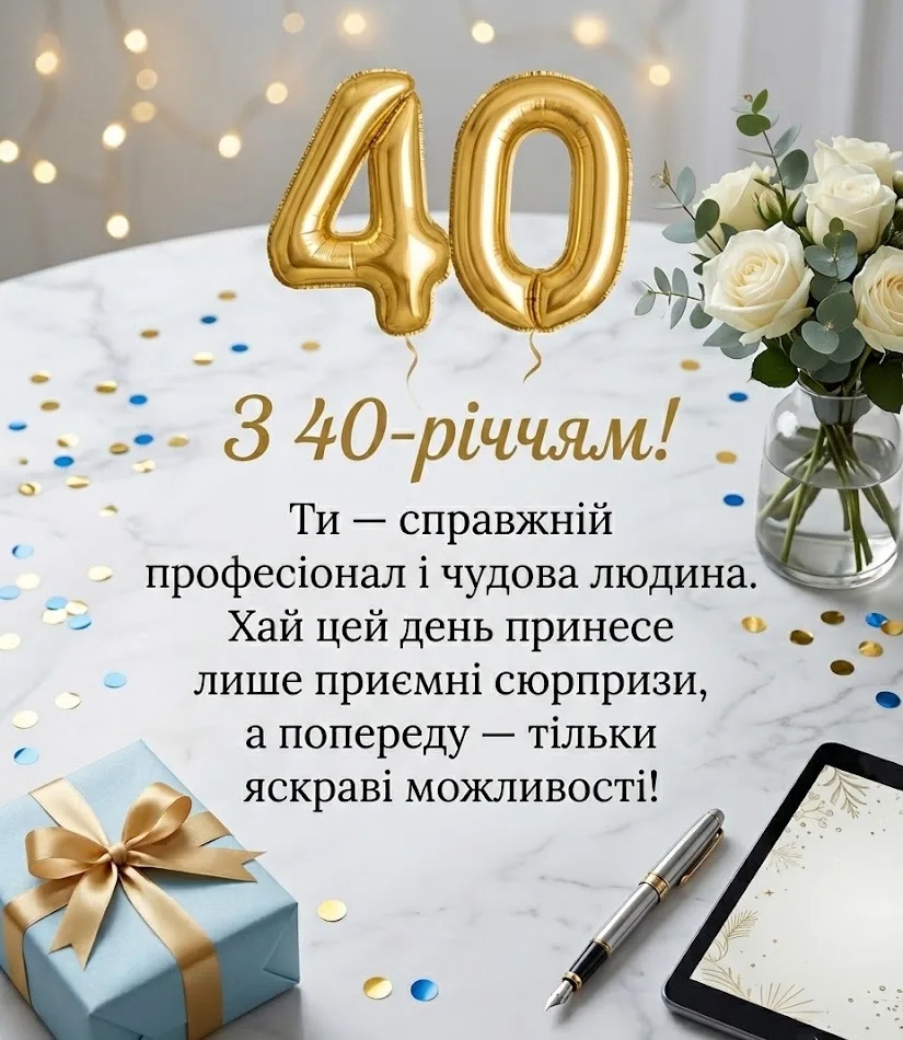 Привітання з 40 річчям своїми словами