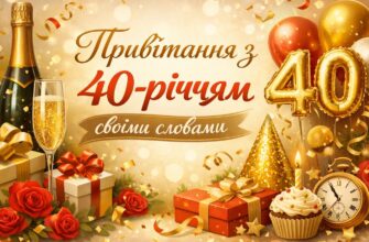 Привітання з 40 річчям своїми словами: красиві та щирі побажання