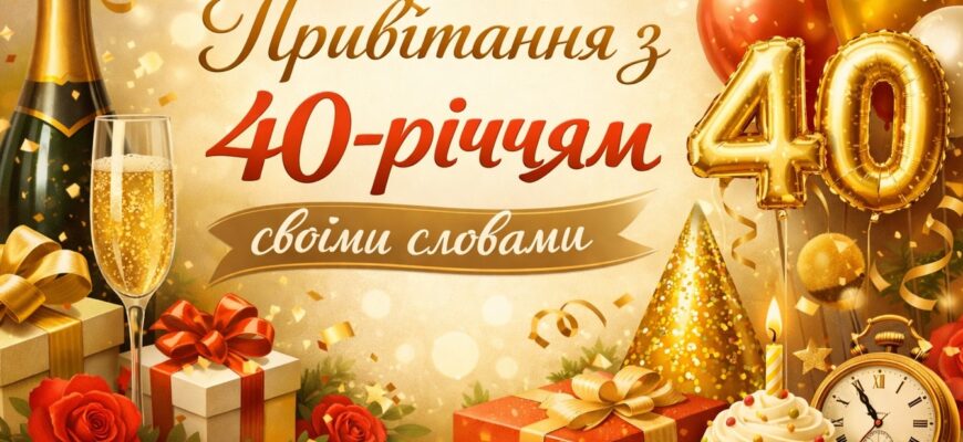 Привітання з 40 річчям своїми словами: красиві та щирі побажання