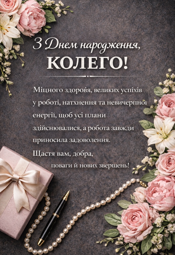 Привітання з днем народження жінці колезі