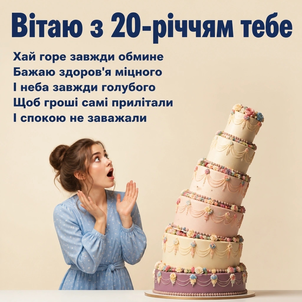 Привітання з 20-річчям своїми словами